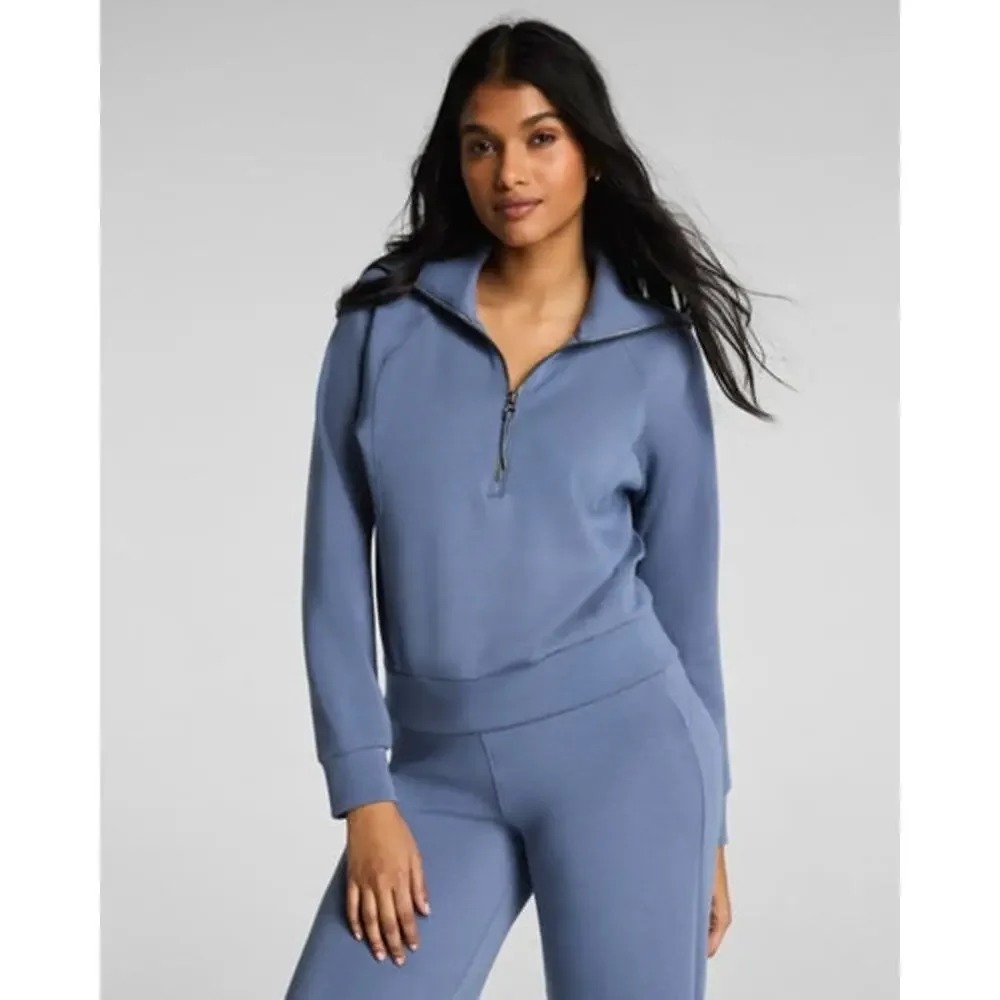 Spanx Air Essentials Half Zip Sweatshirt Long Sleeves Hydrangea Blue Size 1X NWT - Picture 3 of 14